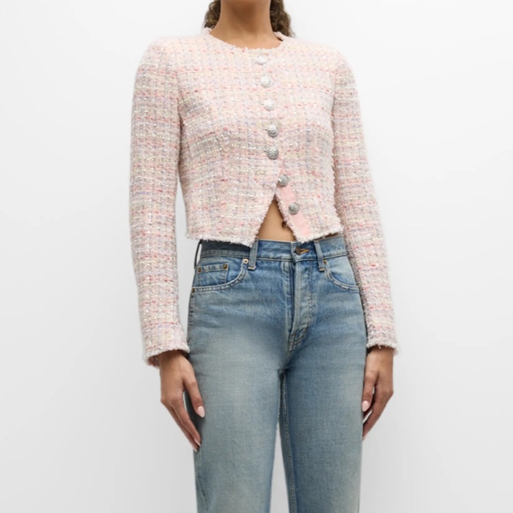 LoveShackFancy Falima Tweed Cropped Jacket | Birthday Cake